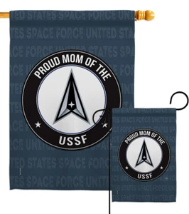 Proud Mom USSF Garden Flag Space Force Armed Forces Small Gift Yard House Banner - Picture 1 of 17
