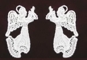 2 pares de apliques de encaje cosidos ángel de marfil Venecia Venecia de 2,75" de alto - Imagen 1 de 1