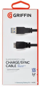 Griffin USB 3.0 Micro-B Charge/Sync Cable for Samsung Galaxy Note 3 / Galaxy S5 - Picture 1 of 2