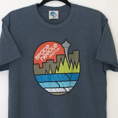 Camiseta Seattle Washington Space Needle Gráfica Mediana Azul Clásicos Costeros Foto 1 de 4