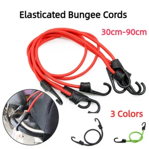 45-100cm Elasticated Bungee Cords With Hooks Luggage Rope Cord Car Van Bike - Picture 1 of 24