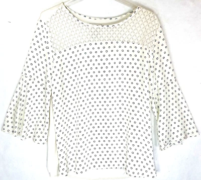 Blusa Van Heusen para mujer talla L mangas campana escote redondo blanco roto usada Foto 1 de 4