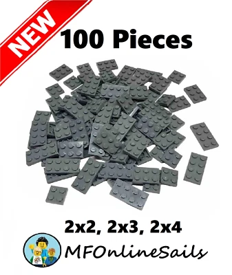 *NEW* 100x Genuine LEGO Dark Bluish Gray SHORT PLATES - Bulk Lot 2x2 2x3 2x4 Mix - Image 1 of 4