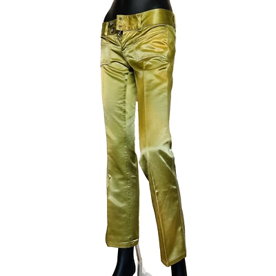 Pantalones de satén Diesel para mujer tiro bajo cremallera botón 26 pulgadas mezcla de algodón cítrico nuevos sin etiquetas Foto 1 de 4