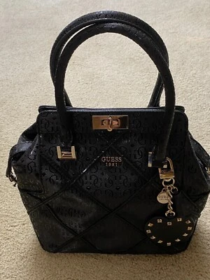 Authentic NWT GUESS Winett Small Turnlock Satchel Style # SG662205 - Black - Image 1 of 4