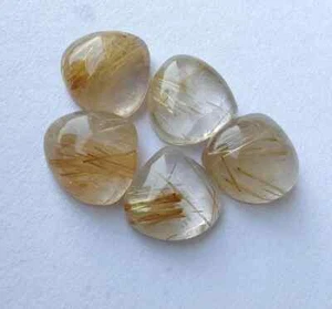 100% Natural Rutilated Quartz Heart Shape Cabochon Wholesale Loose Gemstones - Picture 1 of 10