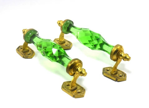 New Victorian Style Cabinet Puller Beautiful Green Glass Door Handles i24-179 Cover