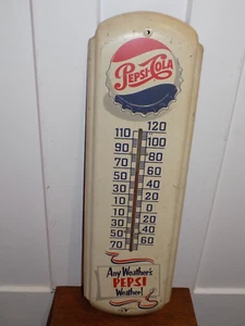 Vintage Pepsi-Cola Metal Thermometer - Picture 1 of 5