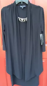 Women's NEW Classy JONES New York Black Tea Dress size 6 Beaded Collar $128 MSRP - Picture 1 of 10