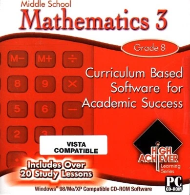 High Achiever Middle School Mathematics 3 (Grade 8) CD-ROM -NEW in RETAIL SLEEVE - Image 1 of 2