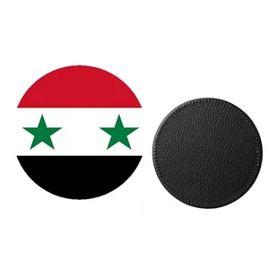Set 4 sottobicchieri rotondi in pelle sintetica Siria e confezione regalo - Foto 1 di 4
