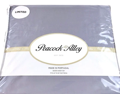 Juego de sábanas de lujo Peacock Alley 100 % algodón grapado largo satén 410TC gris reina Foto 1 de 4