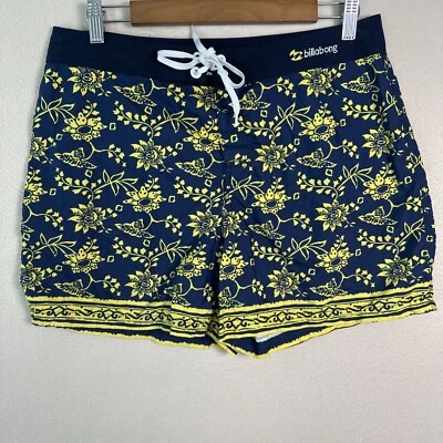 Pantalones Cortos De Colección Billabong Para Mujer Talla 11 Natación Surf Playa Azul Amarillo Floral Foto 1 de 4