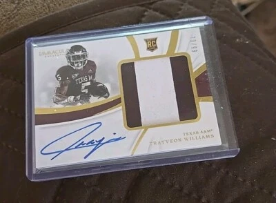 2019 Immaculate Collegiate Trayveon Williams rookie relic on card autograph /99 - Image 1 of 2