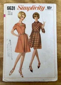 VTG 60’s SIMPLICITY Pattern #6631 Women’s Misses Dress, SZ 12/Bust 32, Cut - Picture 1 of 5