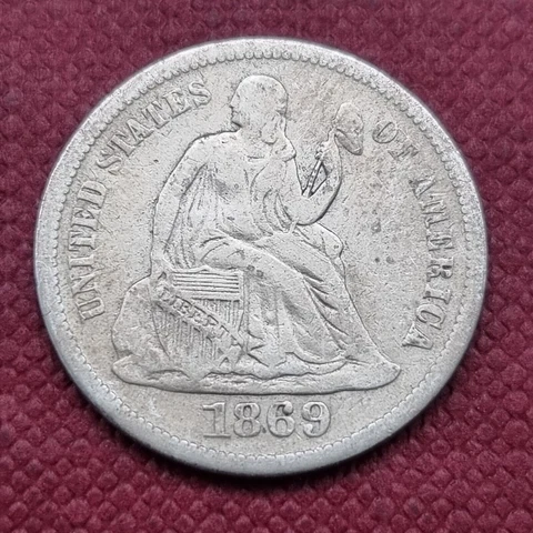 1869 S Seated Liberty Dime 10c Better Grade XF #47585 Cover