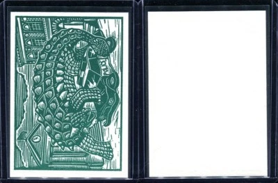 2015 Topps Mars Attacks Occupation Dinosaurs Woodcut 4 Card Set w Blankbank Card - Image 1 of 4