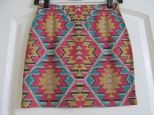 PacSun Nollie Mini Skirt Aztec Pencil Southwest Spandex Size S Stretch - Picture 1 of 1