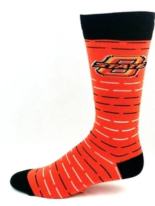 Oklahoma State Cowboys Orange Crew Socks with Black White Stripes - Picture 1 of 2