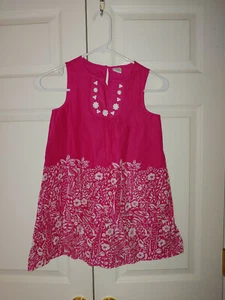 New Girl Gymboree Hot Pink White Spring Vacation Flower Bazaar Dress Size 7 - Picture 1 of 6