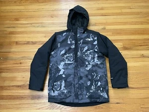 The North Face Brayden Ski Jacket Boys L Black Camo Waterproof Insulated Zip-Up - Picture 1 of 12
