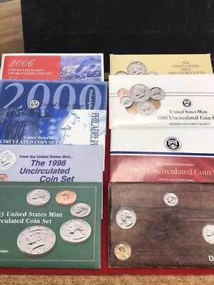 9 U.S. Mint Uncirculated Coin Sets 1985,87,88,90,93,98 w/P&D 1999,00,06 P/only - Image 1 of 4