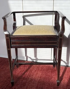 Hocker Sitzbank Klavierhocker klappbare Sitzfläche Innenfach antik  19Jh - Bild 1 von 10