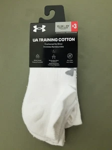 New Under Armour Youth 3 Pair UA Training Cotton Crew Socks. - Picture 1 of 5