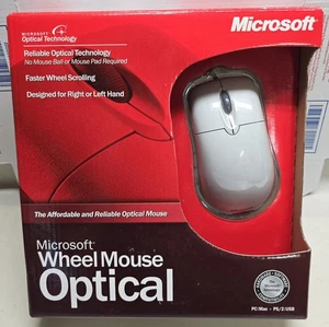 Microsoft Wheel Mouse Optical Vintage Mouse: PC/MAC USB PS2 (New - Open Box) - Picture 1 of 5