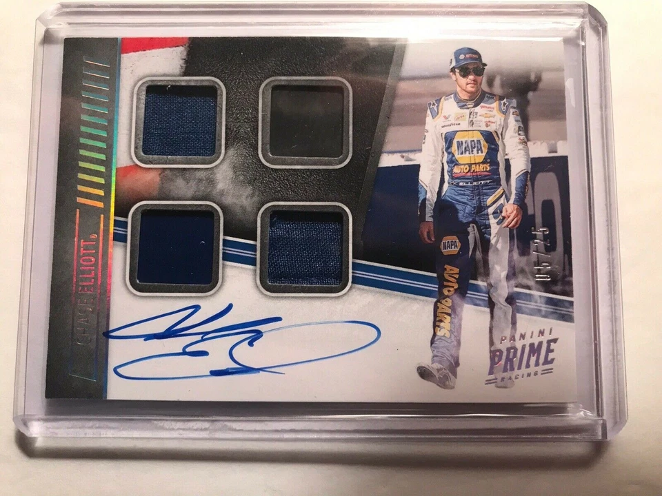 2019 Panini Prime Chase Elliott Autograph Quad Race Used SP # 5/25 - Image 1 of 1