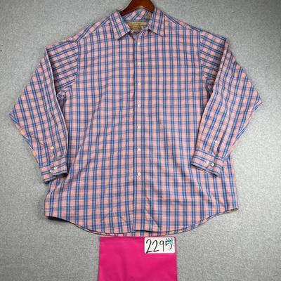Roundtree Gold Label Shirt 2XT Blue Pink Plaid Non Iron Button Up Long Sleeve - Image 1 of 4