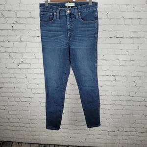 Madewell Dark Blue Denim 10" High Rise Skinny Stretch Jeans Size 28 (28x29) - Picture 1 of 15