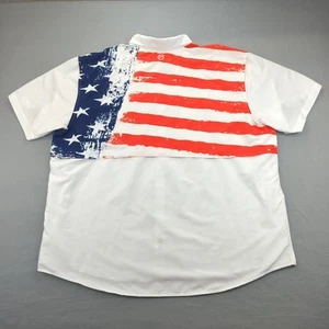 Camicia Magellan Outdoors Fish Gear uomo 3XL bianca bandiera USA pesca patriottica top - Foto 1 di 12