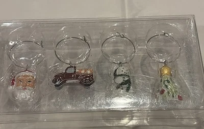 Christmas Wine Glass Charm Rings Set Of 4 FREE SHIPPING - Image 1 of 4