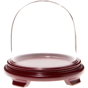Plymor 5.5" x 5.5" Glass Display Dome Cloche (Red Wood Veneer Footed Base) - Picture 1 of 1