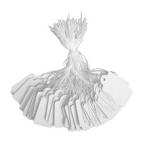 1000 Pieces Price Tags & Hang String, 0.87x1.38in ,Tags Blank White W/ String - Picture 1 of 11