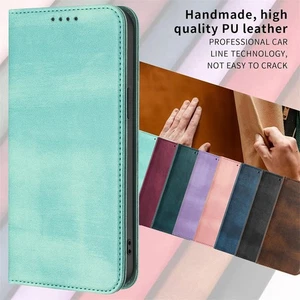 Flip Leather Phone Case for Samsung S25 S24 S23 S22 S21 S8 Magnetic Wallet Cover - Picture 1 of 20