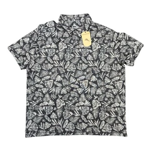 Camisa Tommy Bahama Tropical Hawaiana Abotonada 2X XXL Floral Negra Gris Resort - Imagen 1 de 6
