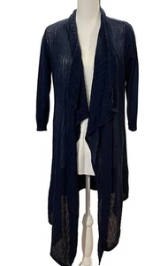 New York & Company Long Open Duster Knit Blue-SMALL Lightweight Kimono - Picture 1 of 5