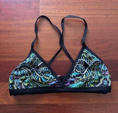 Top de bikini Athleta Hanalei Bay Mia estampado cachemir triángulo natación verano playa M Foto 1 de 4