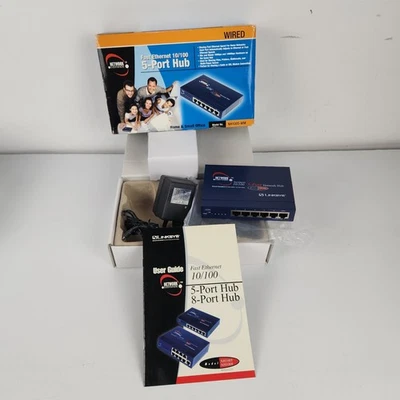 Linksys NH1005 10/100 5 Port Ethernet Hub w/Power Cable Box Manual - Image 1 of 4