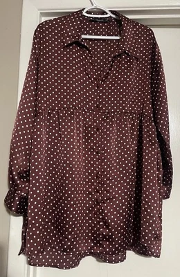 Blusa túnica satinada cintura imperio lunares granate XL de Zara Top para mujer leer Foto 1 de 4
