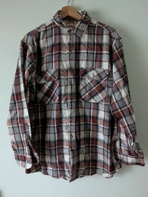 Vintage Fieldmaster Shirt Mens Medium Red Plaid Wool Blend 90s Lumberjack Button - Image 1 of 2