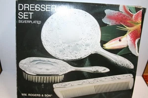 Wm. 1992 Juego de tocador Rogers & Son plateado de 3 piezas - Nuevo en caja - Imagen 1 de 6