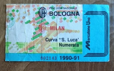 BIGLIETTO PARTITA CALCIO BOLOGNA MILAN 1990/1991 SERIE A - Immagine 1 di 2