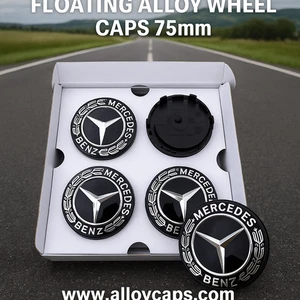 Mercedes-Benz GLB Schwimmende Alufelgen Radnabe Schwarz Kappen 75mm 4er Set - Bild 1 von 3
