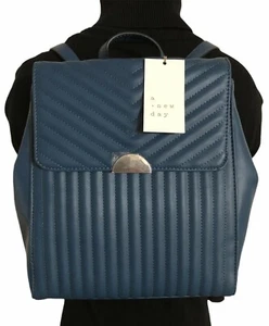 A New Day Quilted Backpack Teal Silver Magnetic Closure Adjustable Strap School - Picture 1 of 12