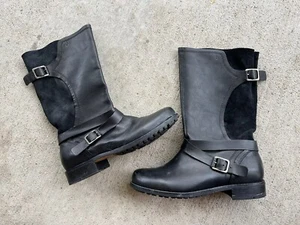 OluKai Black Pa'ia Buckle Pull On Suede Leather Boot Size 9 - Picture 1 of 11