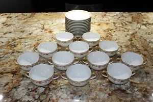 Antique Limoges 6639 Double Handle Cup and Saucer 24 pieces~ EXCELLENT condition - Picture 1 of 6