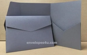 Grey Matte 300 mic Pocketfold Invitations 5 x 7" Portrait Wallet C/W Envelopes - Picture 1 of 1
